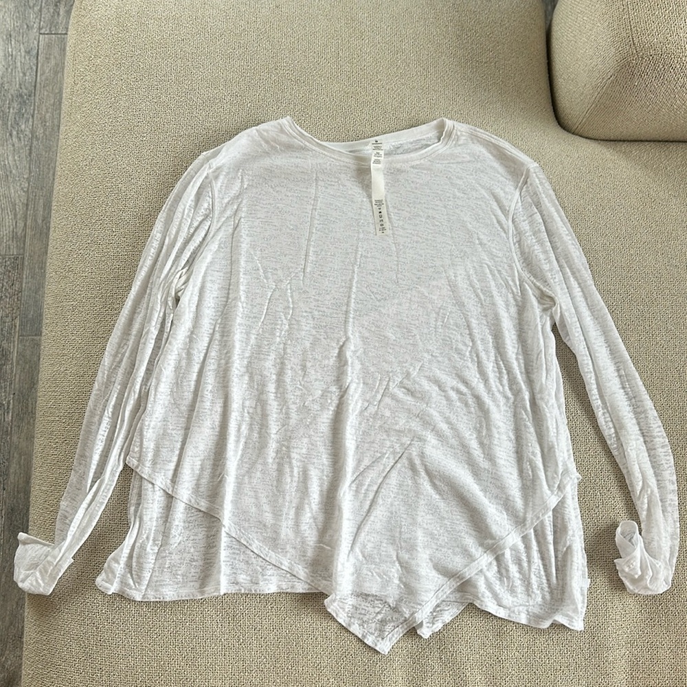 lululemon asymmetric long sleeve white top